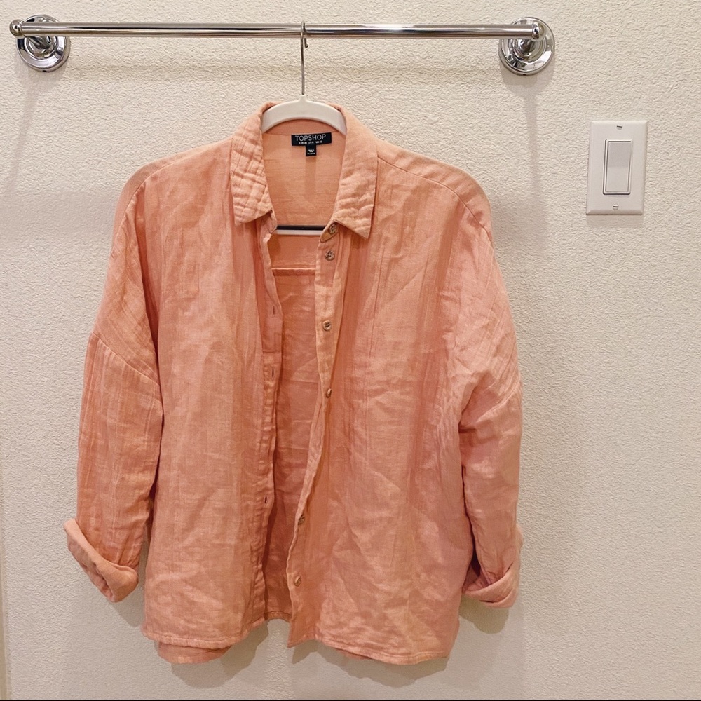 Topshop Coral Button Up Shirt